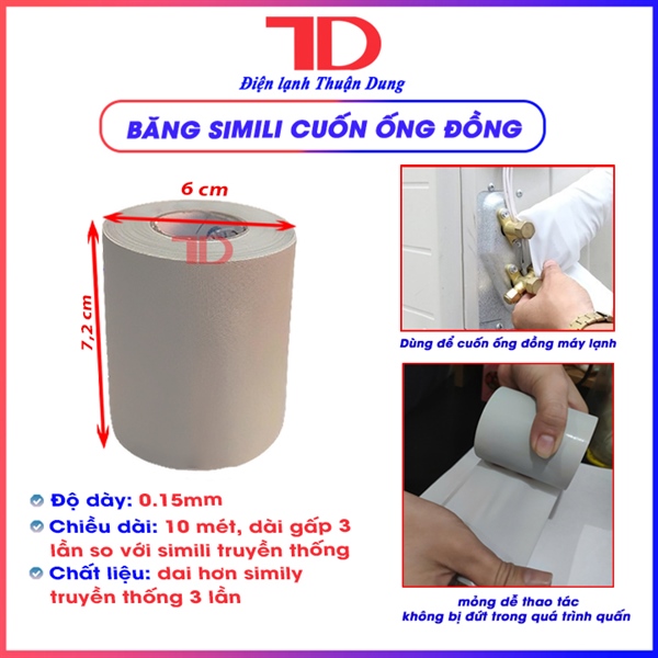Si cuốn bảo ôn máy lạnh, Simily quấn bản rộng 7.2cm, độ dày 0.15mm, chiều dài 10m, si cuộn, si quấn