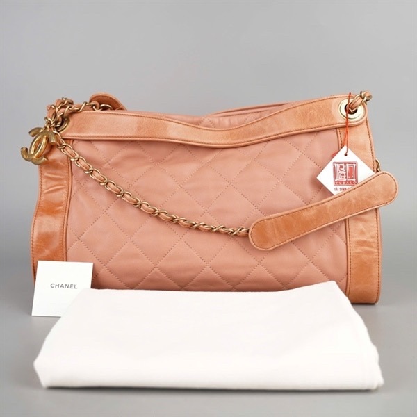 Túi Chanel Tote hồng phối nâu (16038971) sz35 KG+