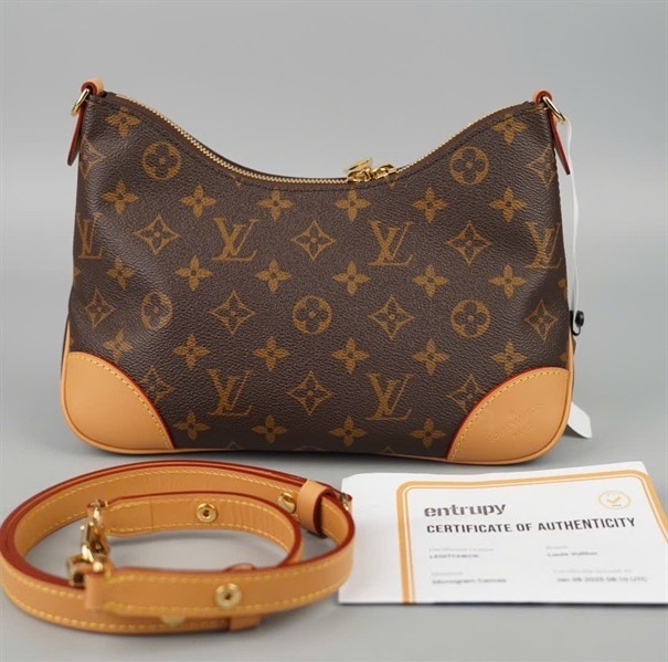 Túi LV Boulogne hoa nâu viền nâu 2strap sz24 KG+