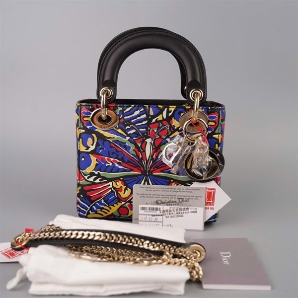 Túi Dior Lady đen họa tiết (05-BO-0178) szmini (BMC) KG+