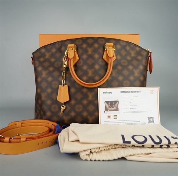 Túi LV Blurry hoa nâu kèm ổ + 2 chìa + tag da sz42 +