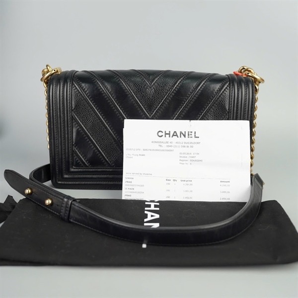 Túi Chanel Boy đen sọc (22647713) sz24 KG+