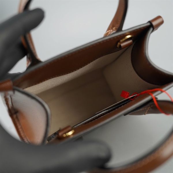 Túi GG Handle xám viền nâu sz15 +