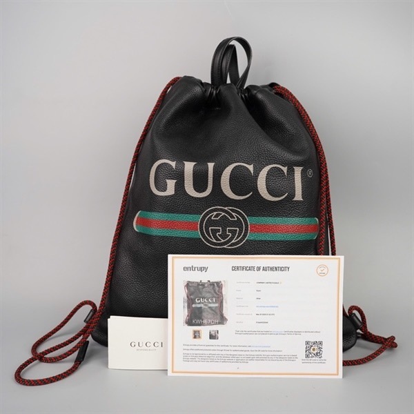 Balo GG đen miệng rút kèm ví +