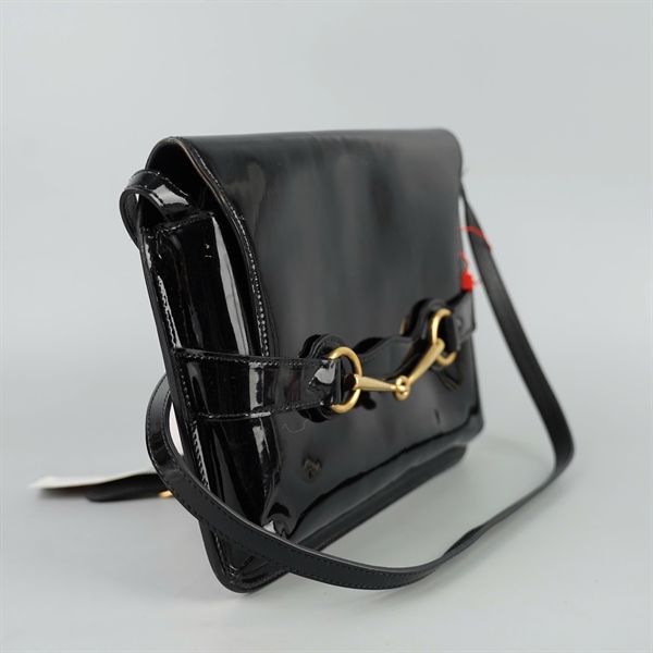 Túi GG đen da bóng sz28 (A-T) KG+