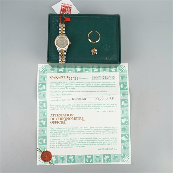 Đồng hồ Rolex bạc viền đính đá (62523) kim độ sz28 (HC) KG+