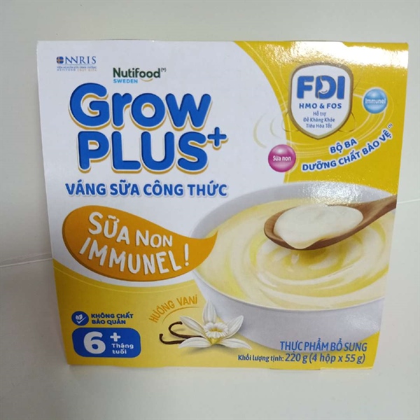 Váng sữa Nutifood sữa non Immunel vị vani lốc 4 hộp (4x55g) (6M+)