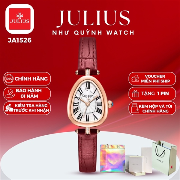 Đồng hồ nữ Julius Hàn Quốc Ja-1526B dây da (Đỏ)