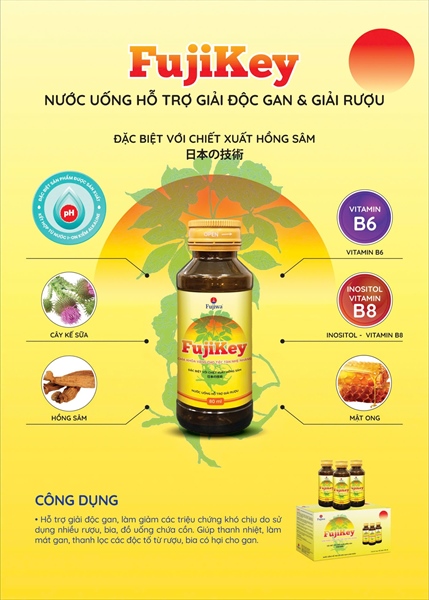 Nước giải rượu Fujikey chai 80ml (10 chai/hộp)