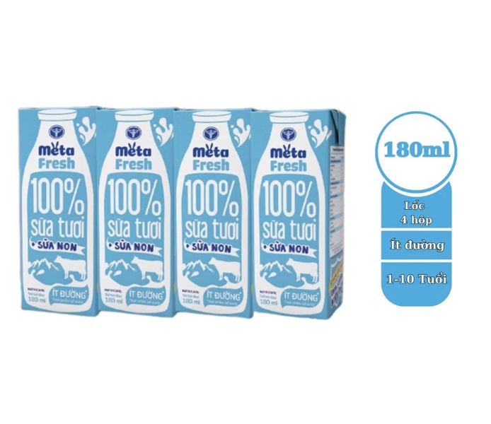 Sữa Tươi Meta Fresh ít đường 180ml