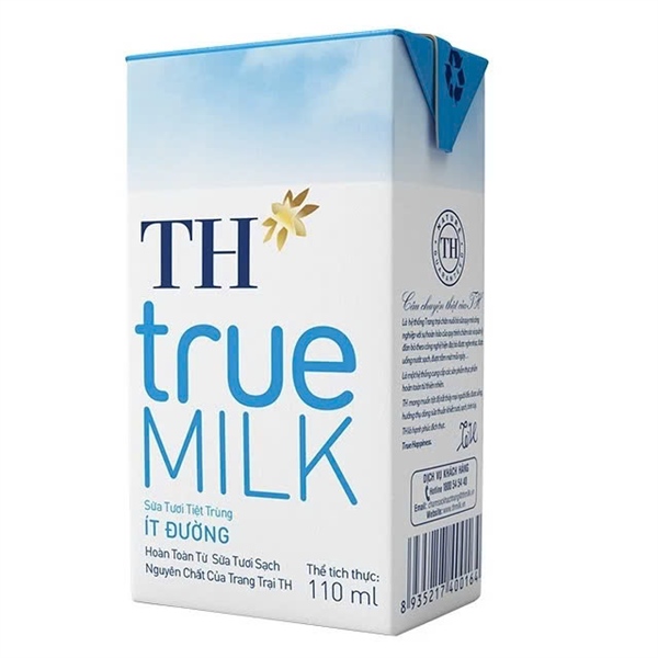 Sữa tươi TH True milk ít đường 110ml