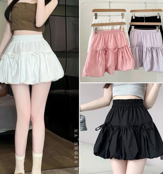 Chân váy bí dáng xòe có nơ