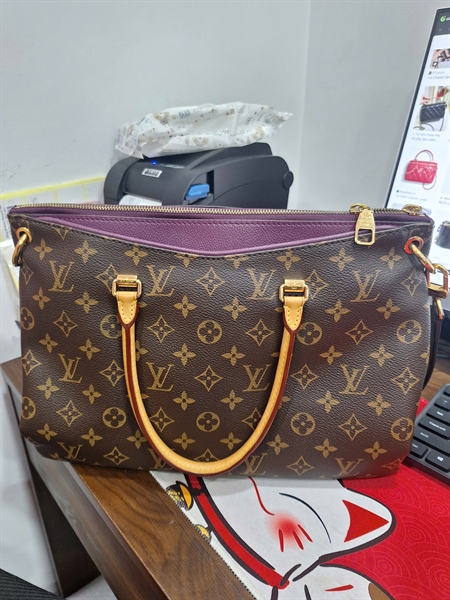 Túi LV Pallas hoa nâu viền tím kèm lót form sz34 KG+