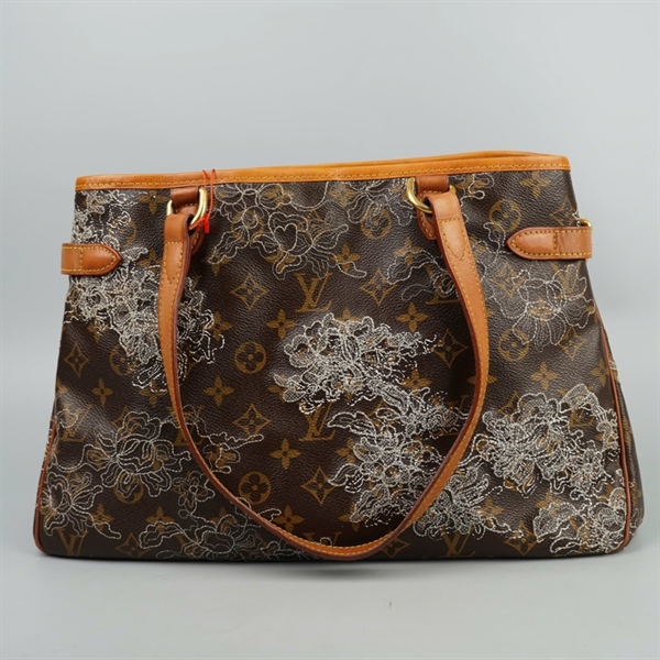 Túi LV Tote hoa nâu thêu hoa trắng (CA0097) sz37 KG+