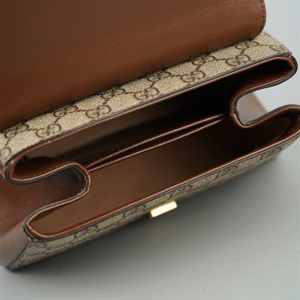 Túi GG Handle xám nắp nâu 2 strap (C039429293) sz22 KG+