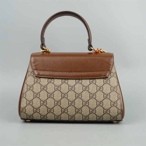 Túi GG Handle xám nắp nâu 2 strap (C039429293) sz22 KG+