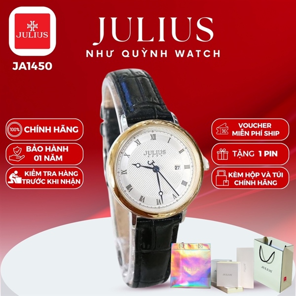 Đồng hồ nữ Julius Hàn Quốc Ja-1450LB dây da (Đen)