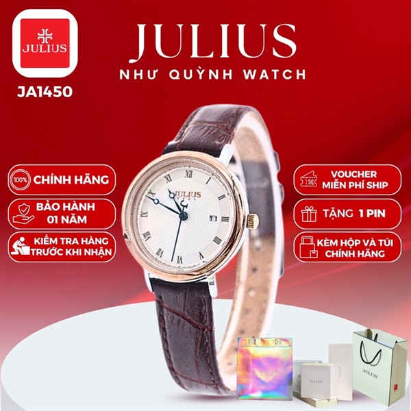 Đồng hồ nữ Julius Hàn Quốc Ja-1450LC dây da (Nâu)