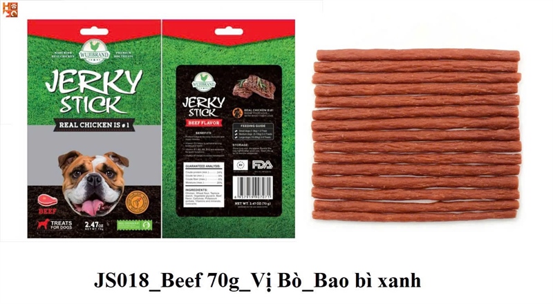 Xương gặm Jerry stick vị bò màu xanh lá 70g,,,