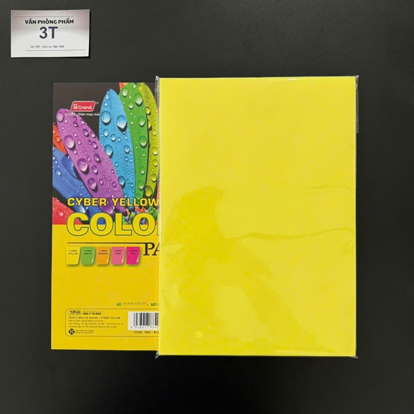 Giấy A4 (giấy mềm) PGrand màu VÀNG DẠ QUANG (100 tờ/ xấp)