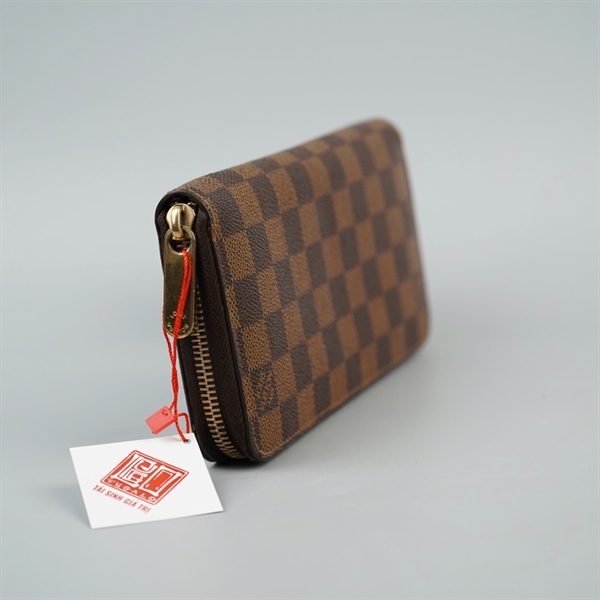 Ví LV ô vuông nâu có khóa zip (LT) KG+
