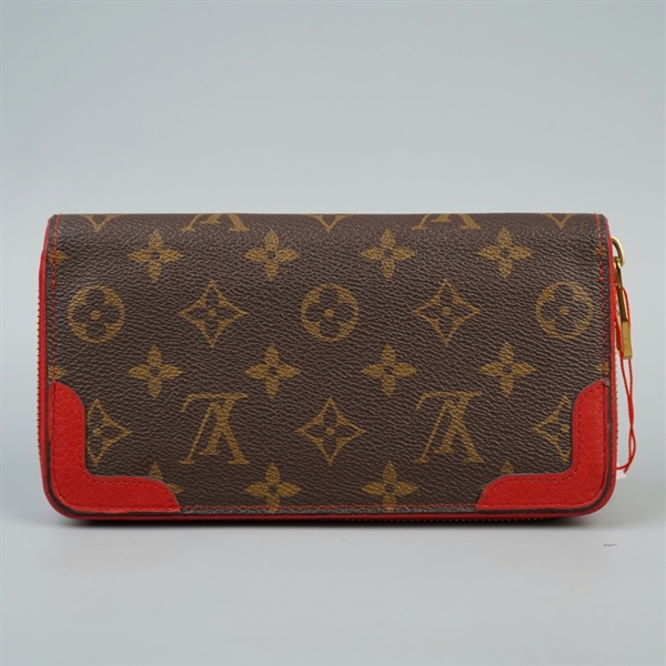 Ví LV hoa nâu góc đỏ có khóa zip (LT) KG+