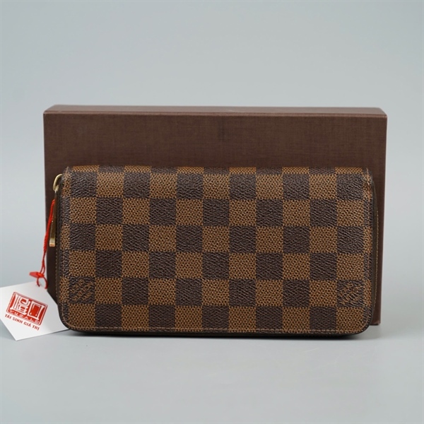 Ví LV ô vuông nâu có khóa zip (LT) KG+