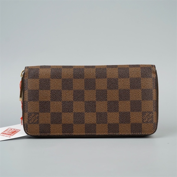 Ví LV ô vuông nâu có khóa zip (LT) KG+