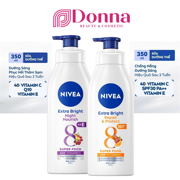 Sữa Dưỡng Thể Hỗ Trợ Dưỡng Sáng, Giúp Da Đàn Hồi, Căng Mịn Nivea Extra Bright Body Lotion 350ml