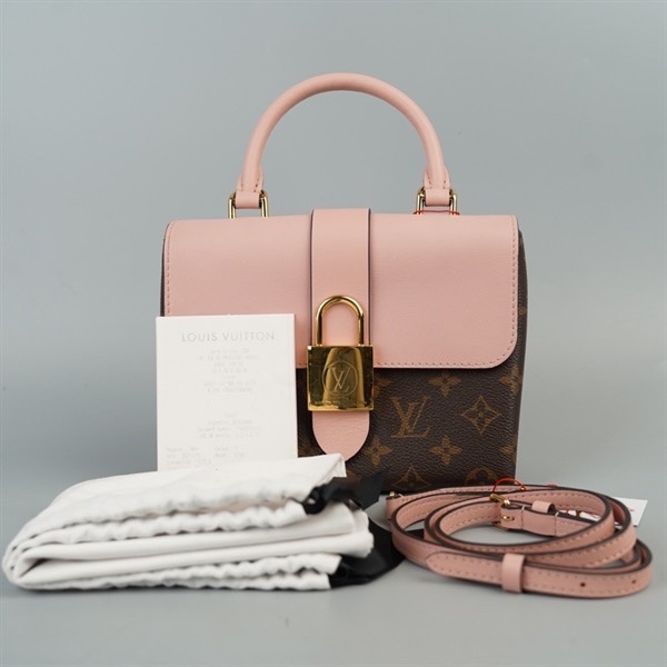 Túi LV Locky hoa nâu nắp hồng sz20 KG+