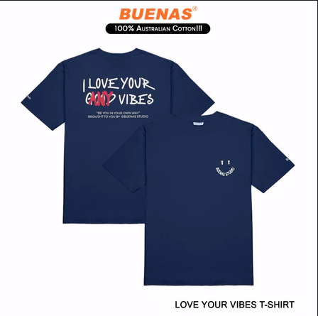 BUENAS® LOVE YOUR VIBES T-SHIRT / ESS24-XANH TRANG