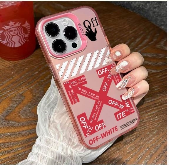 Case Hồng Off White Chữ Đỏ - 15Plus