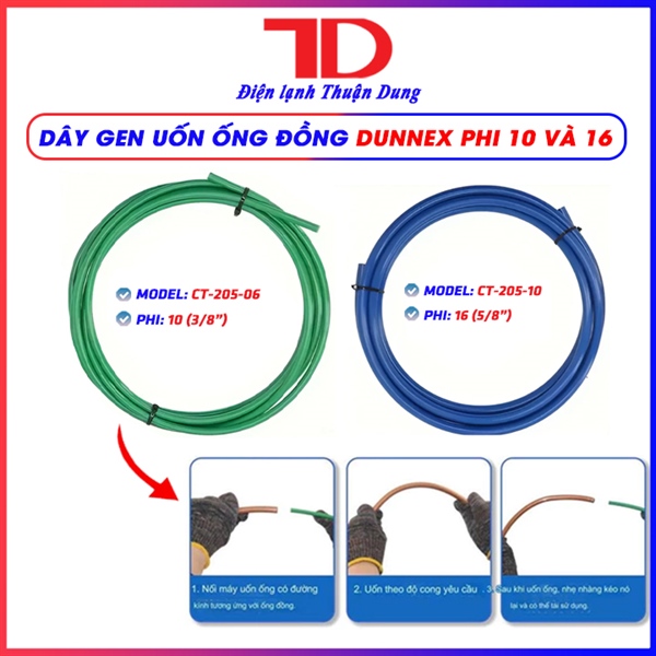 Combo 2 Dây uốn ống đồng DUNNEX, model CT-205-L, 3/8'' VÀ 5/8'', Phi 10 VÀ Phi 16