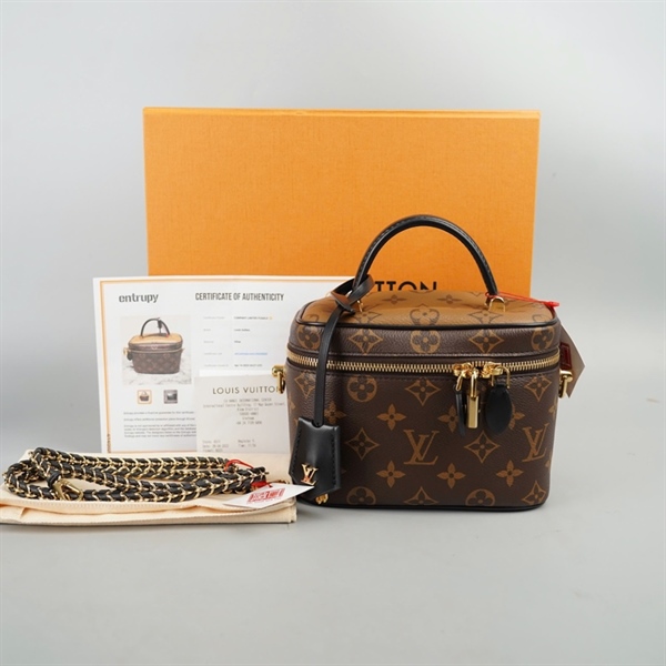 Túi LV Vanity hoa nâu kèm ổ +2 chìa sz18 +