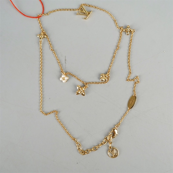 Dây chuyền LV vàng đính hoa +