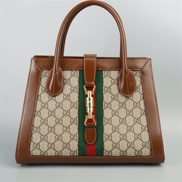 Túi GG Jackie 1961 xám viền nâu sz30 (HT) +