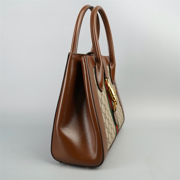 Túi GG Jackie 1961 xám viền nâu sz30 (HT) +