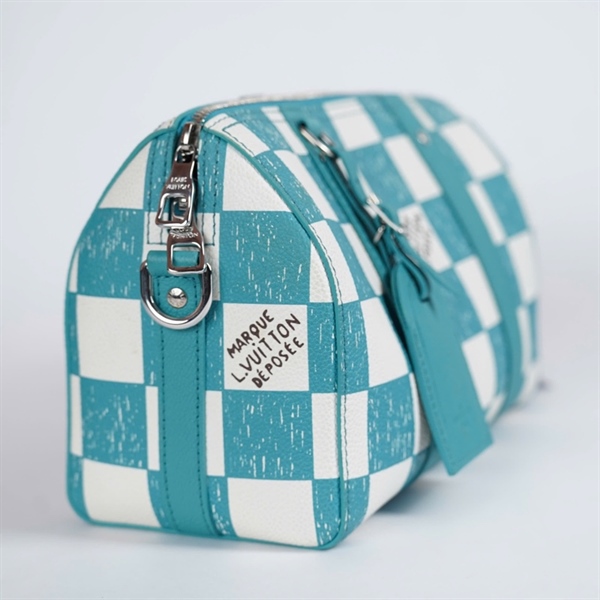 Túi LV Speedy ô vuông xanh sz27 KG+