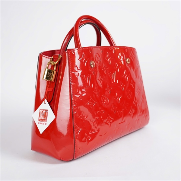 Túi LV Montaigne hoa đỏ bóng kèm ổ + 2 chìa (CA1135) sz29 KG+