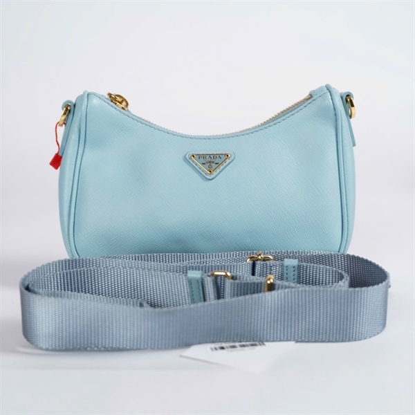 Túi Prada đeo chéo xanh nhạt 2strap sz18 KG+