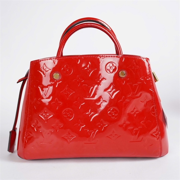 Túi LV Montaigne hoa đỏ bóng kèm ổ + 2 chìa (CA1135) sz29 KG+