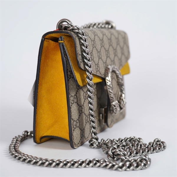 Túi GG Dionysus xám viền vàng (421970-498879) sz20 KG+
