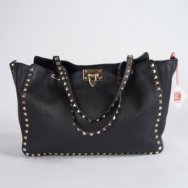 Túi Valentino đen viền đính cườm sz33 KG+