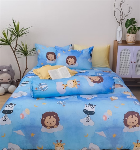 Chăn hè (Vỏ mền/ vỏ mền chần) Tencel 60s họa tiết lừa trắng và voi xám