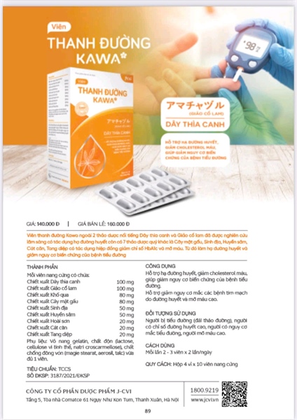 Thanh đường KAWA (Hộp 4 vỉ x 10 viên) - CVI