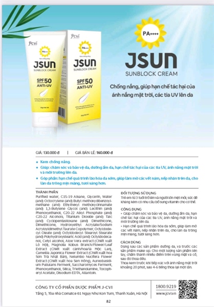 Kem chống nắng JSUN 50g - CVI