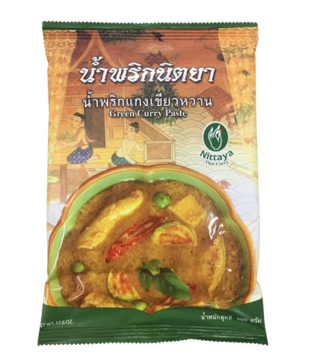 Cà ri xanh.green curry -グリーンカレーペースト ニッタヤ パック 500g