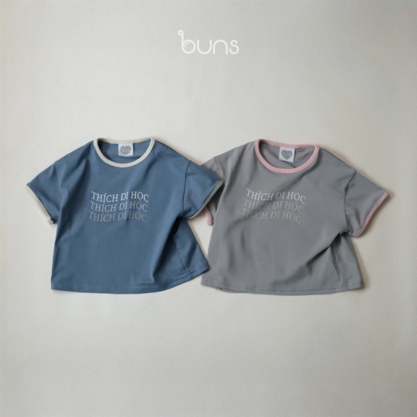 ÁO THUN COTTON THÍCH ĐI HỌC XANH DƯƠNG/XÁM HỒNG