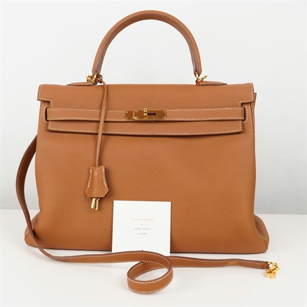 Túi Hermes Kelly nâu kèm ổ + 2 chìa sz35 (BQ) +