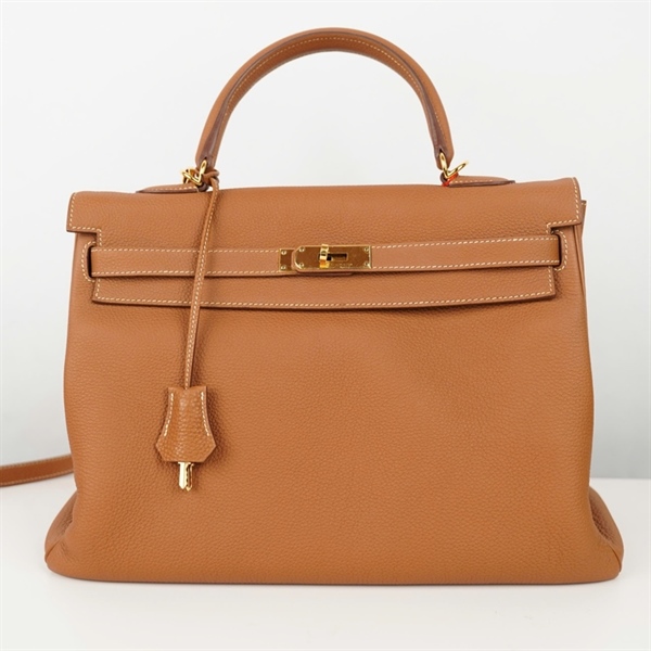 Túi Hermes Kelly nâu kèm ổ + 2 chìa sz35 (BQ) +